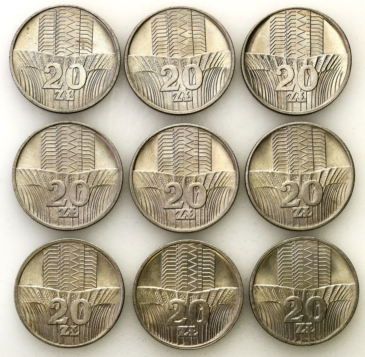 PRL. 20 złotych 1973-1976, zestaw 9 monet
